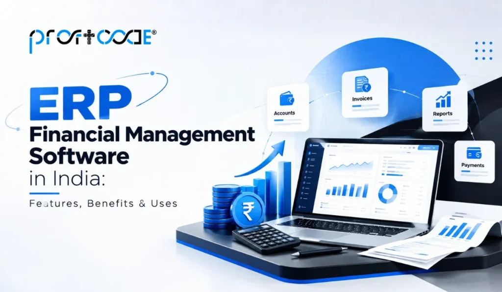 ERP financial management software in India displaying accounts, invoices, payments, and financial reports.